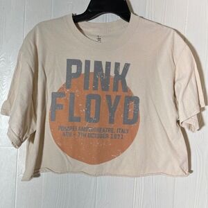 Pink Floyd Pompei Amphitheatre Italy 1971 Cropped Graphic T-Shirt Beige M/L